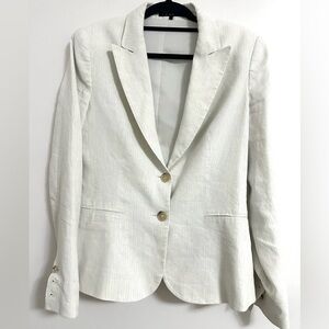 Theory Pin Stripe Linen Blend Blazer 4
